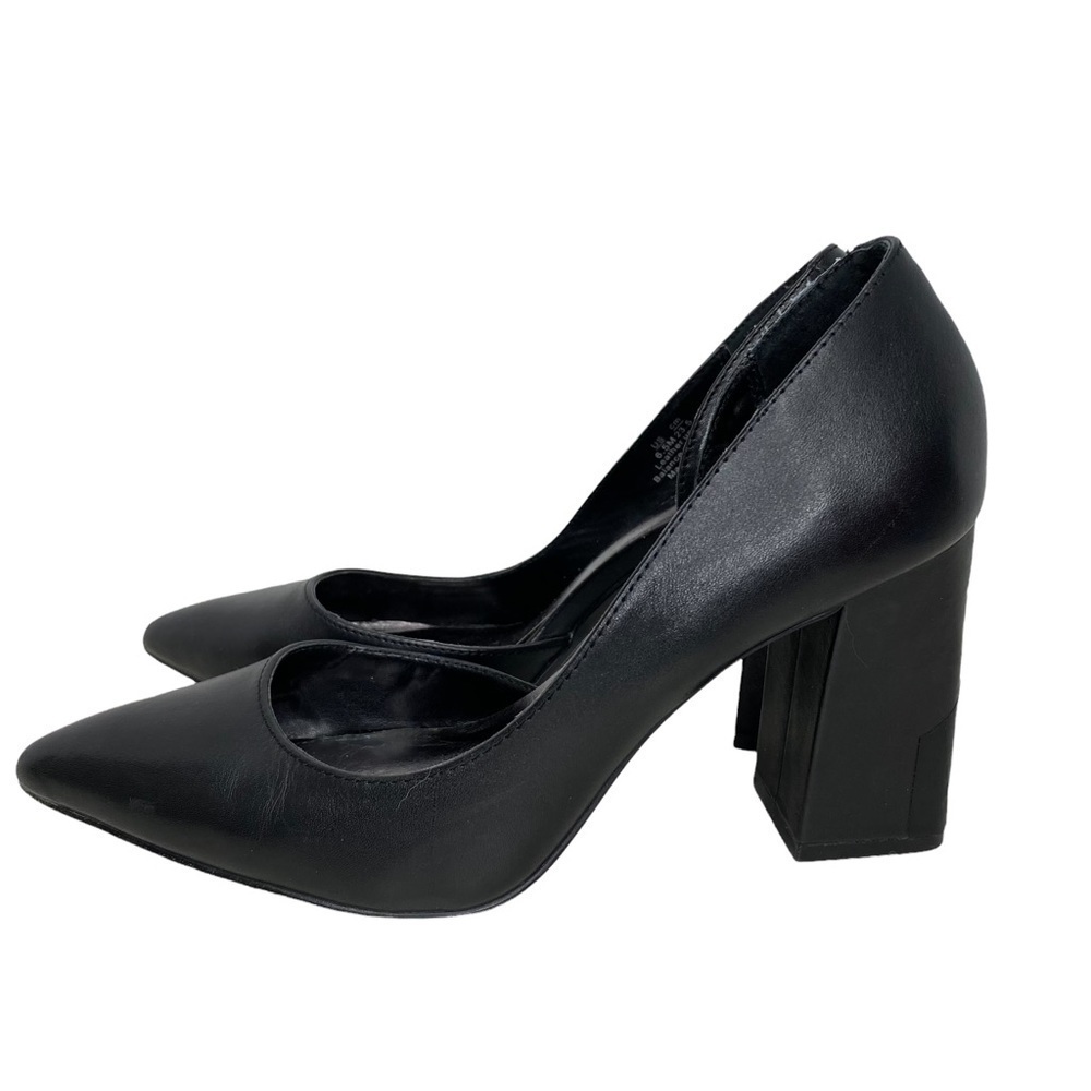 Bleeker & Bond - Black Leather Block Heel Shoe - Size 6.5